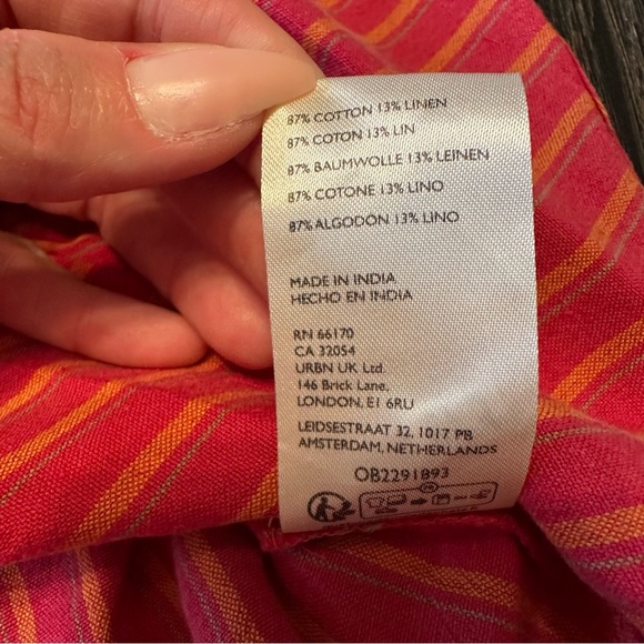 Free People Christopher Linen Oversized Button Front Shirt in Red, Size Large - Picture 7 of 9